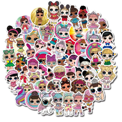 50PCS Cartoon Doll Graffiti Sticker Gift Skateboard Stationery Car Waterproof Children Stationery Sticker