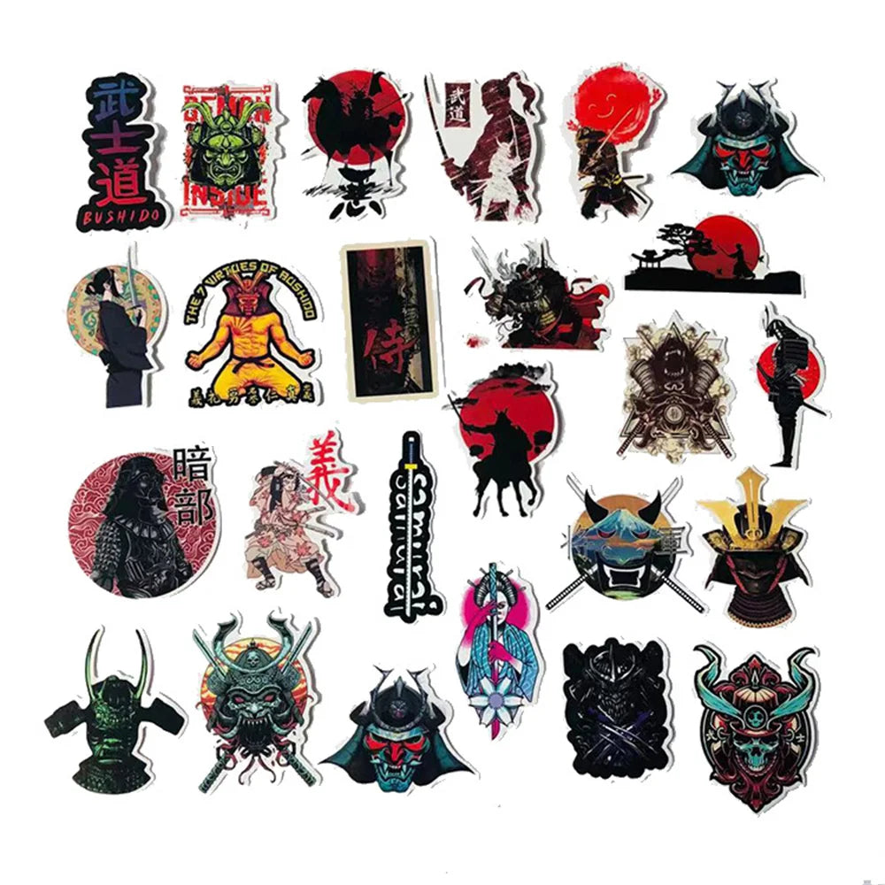 50PCS Cartoon Warrior Retro Luggage Trolley Suitcase Doodle Sticker Notebook Helmet Sticker
