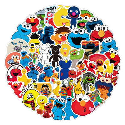 50PCS New Animation Sesame Street Graffiti Sticker Waterproof Luggage Compartment Notebook Scooter Refrigerator