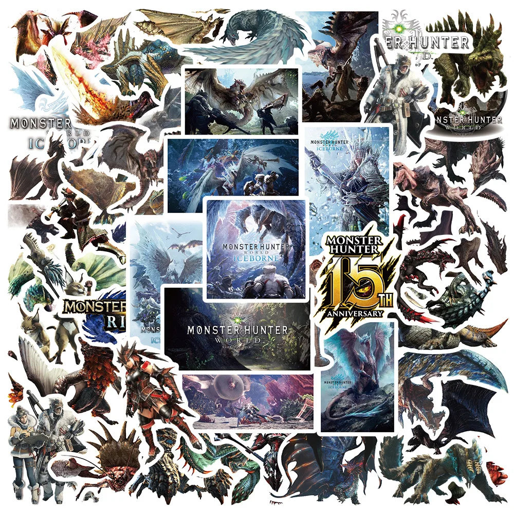 50PCS Game Monster Hunter Personalized Decoration Graffiti Waterproof Sticker Notebook Skateboard Water CupHelmet