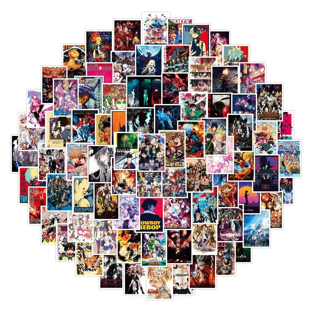 50PCS Mixed Anime Creative Graffiti Hero Academy Jujutsu Kaisen Demon Slayer Scrapbook Guitar Suitcase Sticker