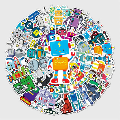 50PCS Robot Graffiti Sticker Personality Cartoon Cute  Sticker DIY Skateboard Luggage Sticker