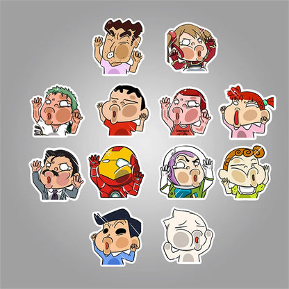 50PCS Creative Funny Car Stickers Cute Cartoon Anime Crash Glass Suitcase Waterproof Graffiti Stickers