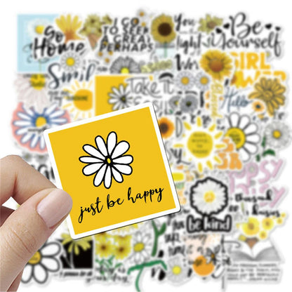 50PCS Inspirational Little Daisy Slogan Graffiti Stickers Water Cup Trolley Case Computer Waterproof Stickers