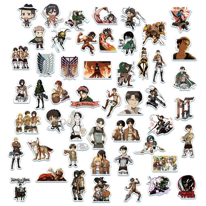 50PCS Attack on Titan Inspired Stickers - Anime Apocalypse Doodle Decals for Dystopian Worldbuilding, Existential Threat Journals & Titan Warfare Art Projects