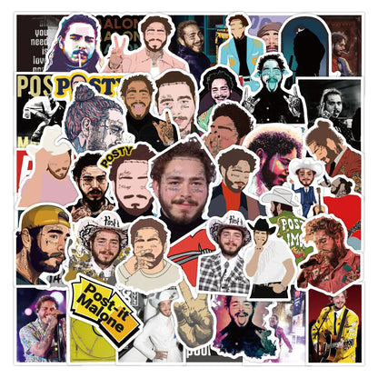 50PCS Singer Boz Malone Graffiti Sticker Waterproof Suitcase Notebook Refrigerator Children's Water Cup Sticker