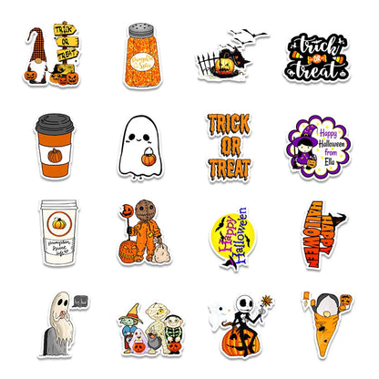 50PCS cartoon Halloween trick-or-Treat decorative style graffiti stickers, personalized fashion and creative trend DIY exquisite decorative decal cups, helmets, skateboard popular sticker toys