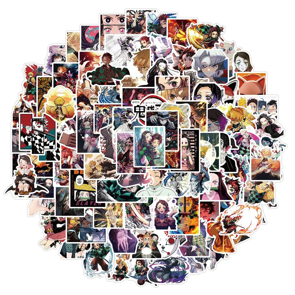 50PCS Cartoon Anime Demon Slayer Sticker Skateboard Bike Helmet Graffiti Waterproof Laptop Creative Sticker