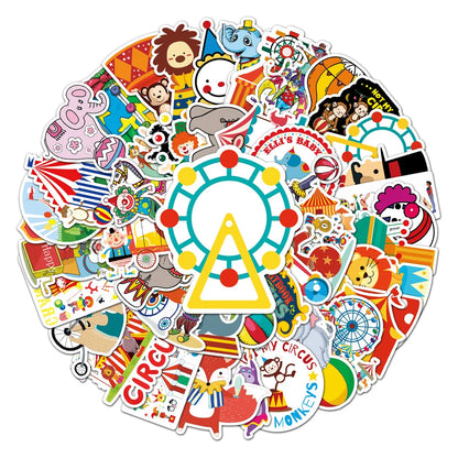 50PCS Circus Graffiti Sticker Cartoon Cute Paradise DIY Skateboard Water Cup Luggage Sticker