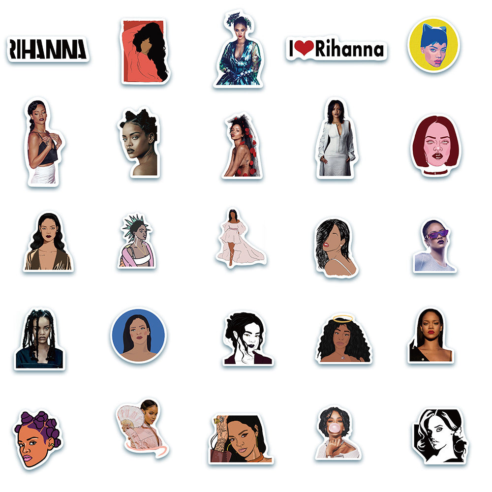 50PCS Pop Diva & Superstar Stickers, Music Icon Cartoon Doodles for Fans, Concerts, and Music Festival Vibes
