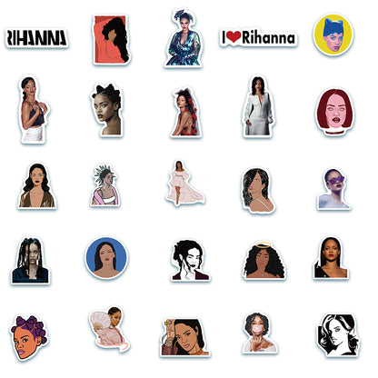50PCS Pop Diva & Superstar Stickers, Music Icon Cartoon Doodles for Fans, Concerts, and Music Festival Vibes