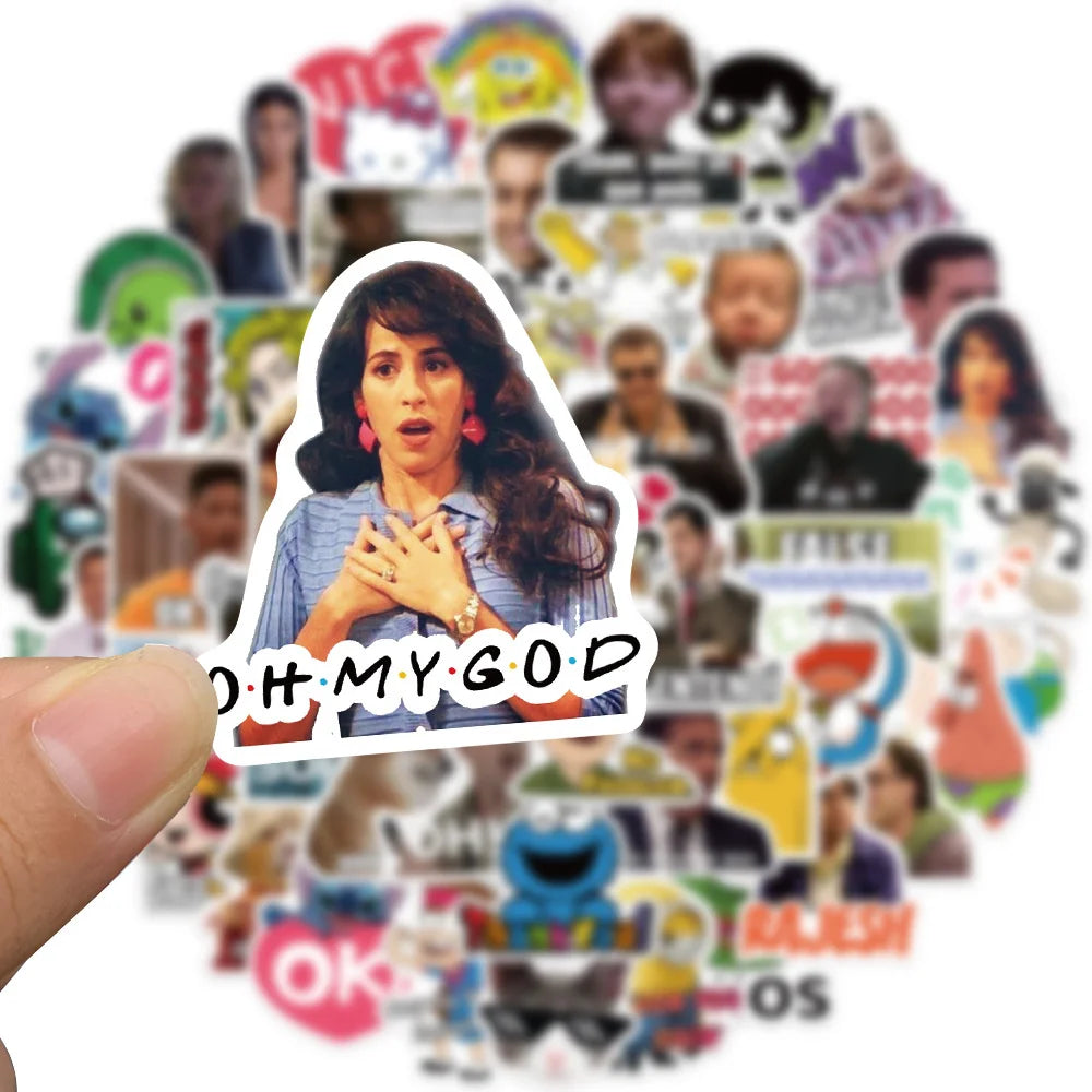50PCS Cartoon Character Social Emoticon Package Graffiti Stickers Decorative Luggage Laptop Thermos