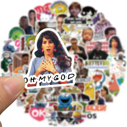 50PCS Cartoon Character Social Emoticon Package Graffiti Stickers Decorative Luggage Laptop Thermos