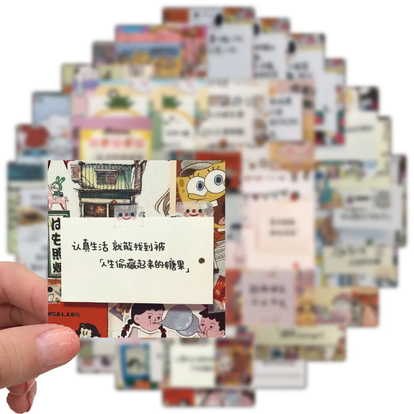 50PCS Convenience Label Text Small Fresh Graffiti Waterproof Sticker Suitcase Notebook Skateboard Water Cup Helmet