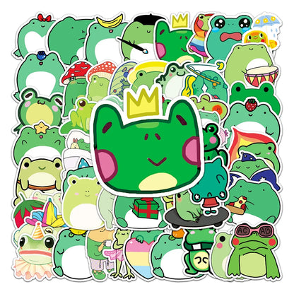 50PCS Frog Creative Cartoon Sticker Scooter Laptop Car Motorcycle Decorative Waterproof Sticker