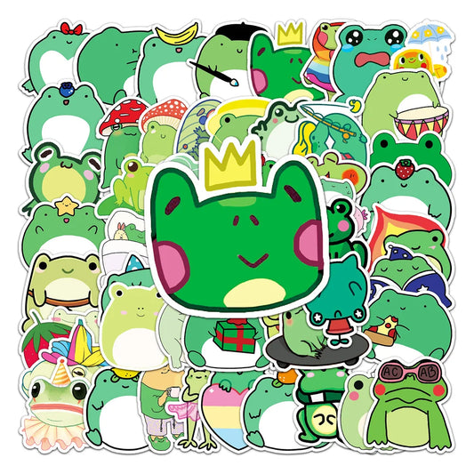 50PCS Frog Creative Cartoon Sticker Scooter Laptop Car Motorcycle Decorative Waterproof Sticker