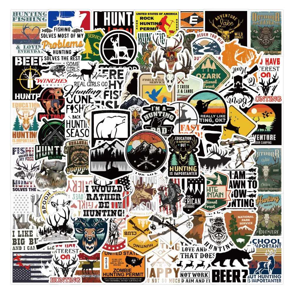 50PCS Cartoon Outdoor Hunting Fresh Creative Graffiti Laptop Skateboard Mobile Phone Waterproof Stickers