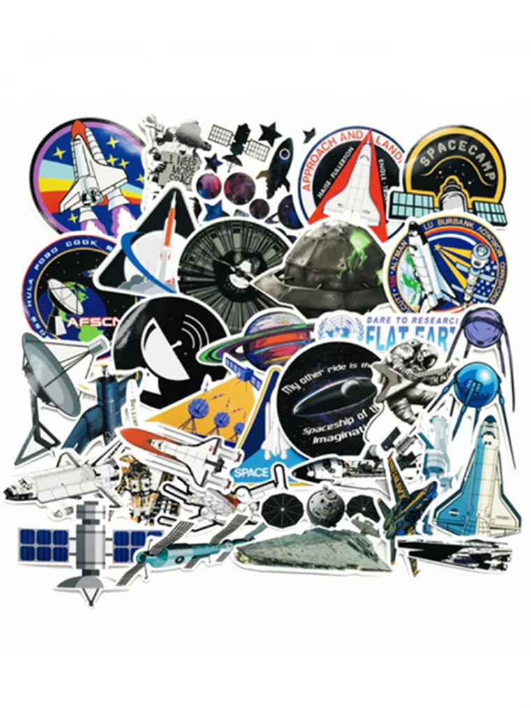 50 Spacecraft Space Station Stickers, Luggage, Laptop, Guitar, Helmet Doodle Decoration Toys