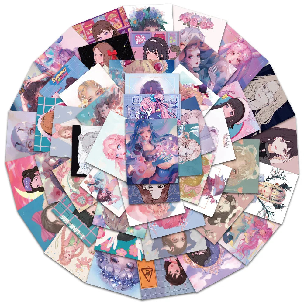 50PCS Cartoon Candy Girl Heart Comic Style Cute Creative Sticker Sticker Scrapbook Suitcase Phone Sticker