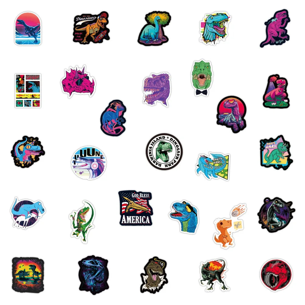 50PCS Dinosaur World Graffiti Stickers Personalized Waterproof Luggage Laptop  Refrigerator Water Cup Decoration