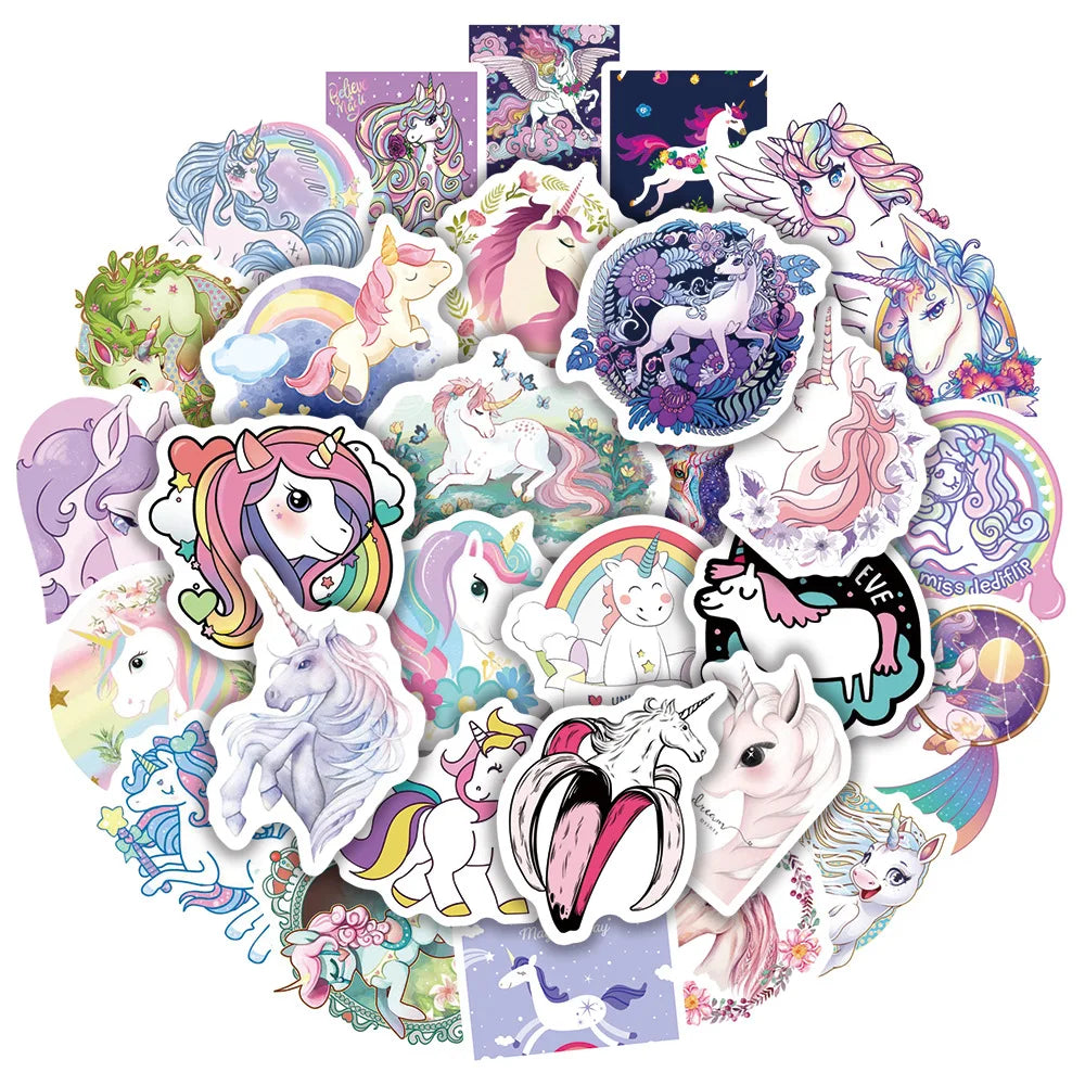 50PCS Cartoon Fairy Unicorn Personality Graffiti Sticker Water Cup Suitcase Notebook Motorcycle Skateboard Guitar