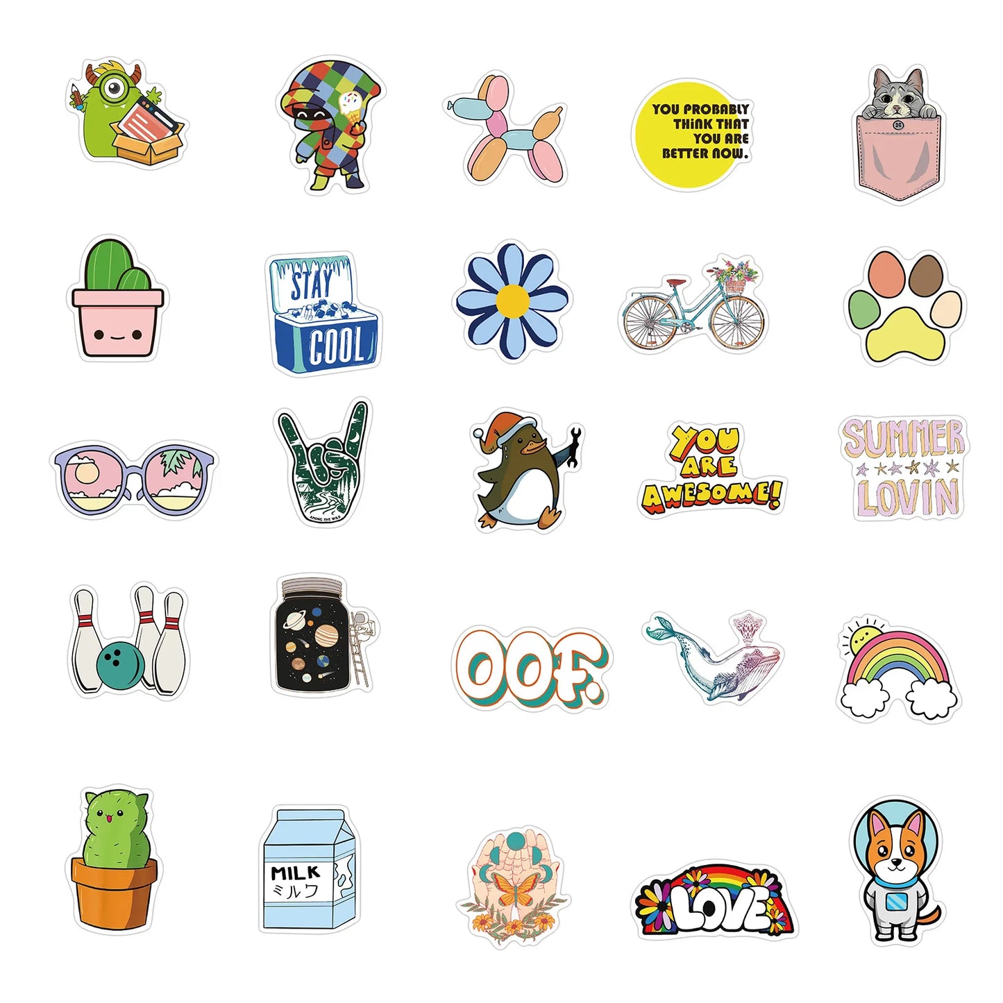 50PCS New Cartoon Stickers Decorative Luggage Motorcycle Trolley Case Laptop Waterproof Stickers