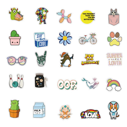 50PCS New Cartoon Stickers Decorative Luggage Motorcycle Trolley Case Laptop Waterproof Stickers