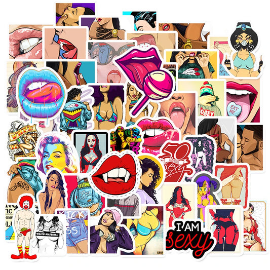 50PCS Temptation Sexy Urban Beauty Graffiti Decals Ipai Diary Laptop Guitar Skateboard PVC Waterproof Sticker