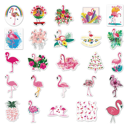 100PCS Art Illustration Popular Creative Cute Cartoon Animal Flamingo Decorative Style Graffiti Stickers Personality Fashion Creative DIY Exquisite Decorative Decals For Cups, Helmets, Skateboards Popular Stickers Toys