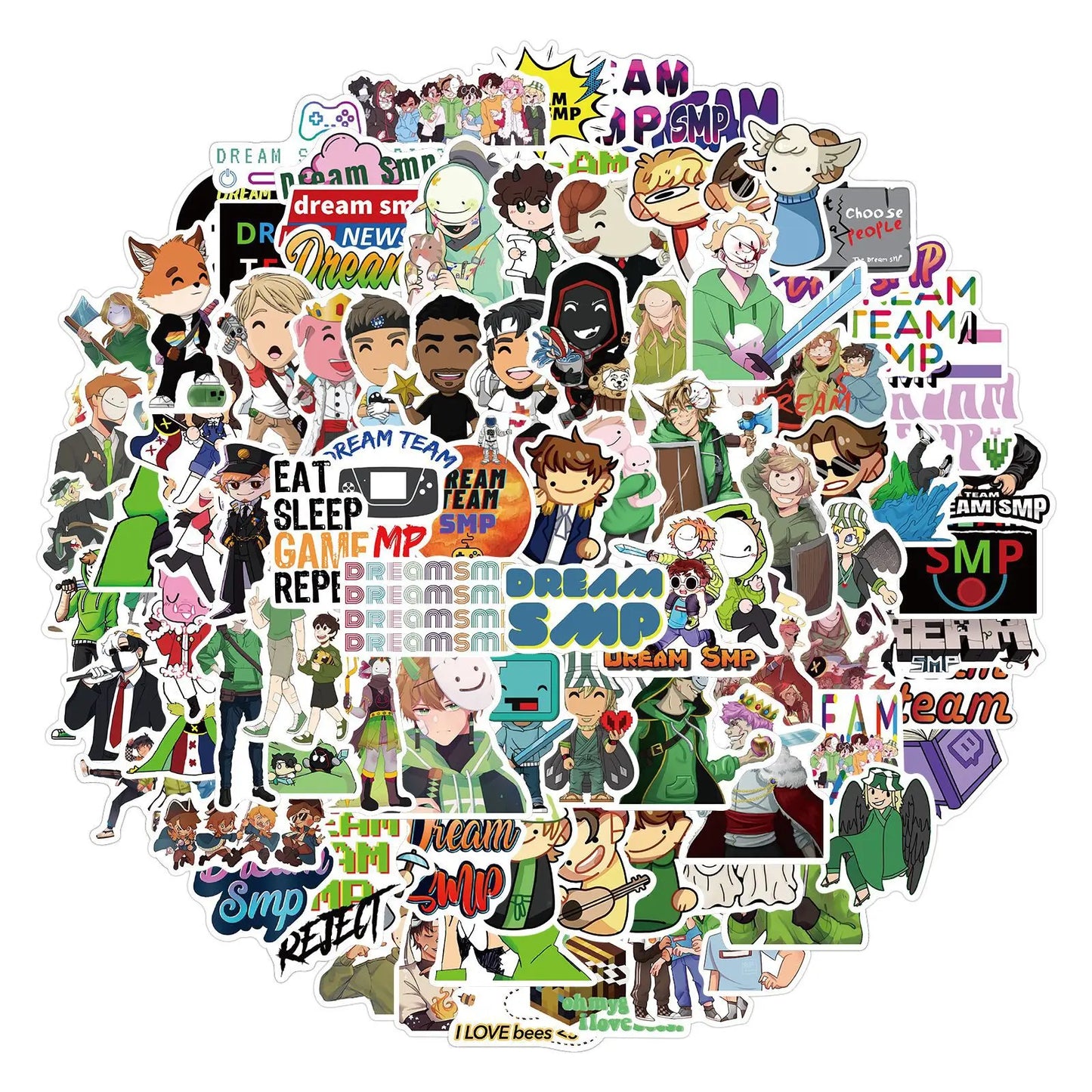 50PCS Dream SMP Game Cartoon Graffiti Waterproof Sticker Suitcase Notebook Refrigerator Skateboard Water Cup Helmet