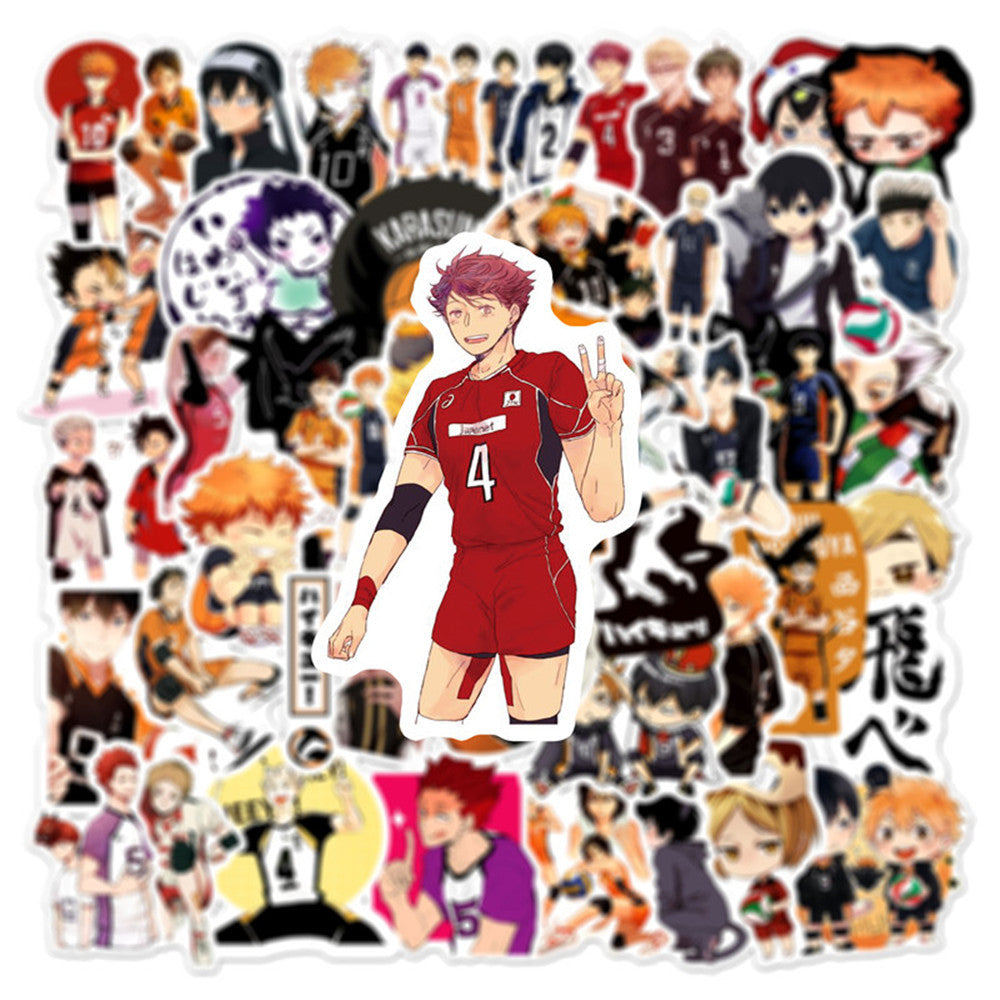 50PCS Haikyu!! Inspired Stickers, Volleyball Anime Doodles with Dynamic Action for Fans and Sporty Vibes