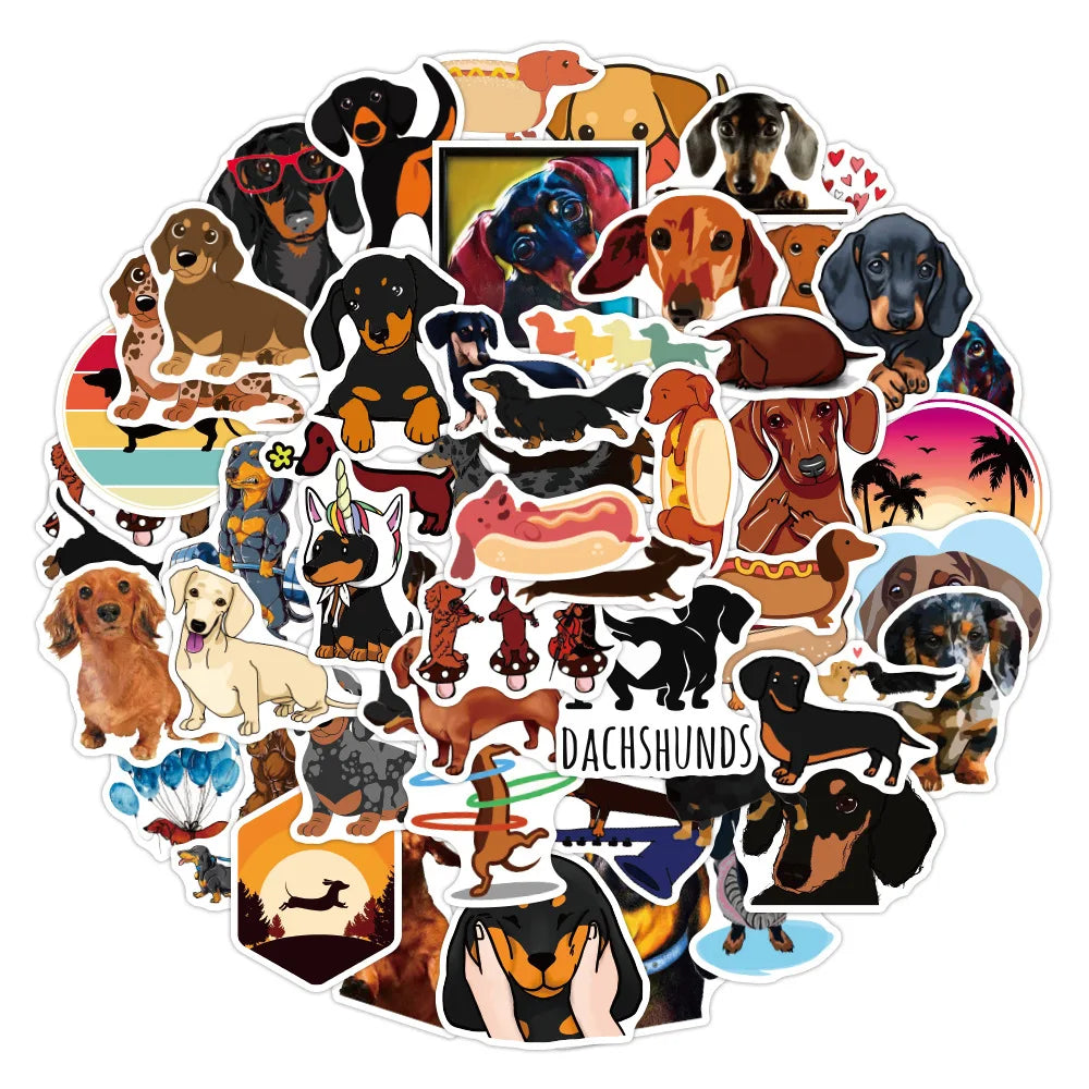 50PCS Cartoon Pet Dog Sticker Graffiti Laptop Guitar Motorcycle Luggage Skateboard Bike Waterproof Sticker