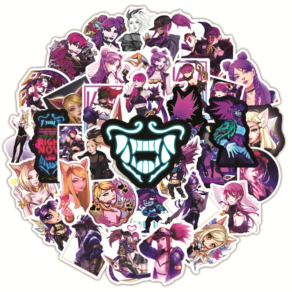 50PCS LOL Game KDA Graffiti Waterproof Sticker Suitcase Notebook Skateboard Refrigerator Stationery Box Water Cup