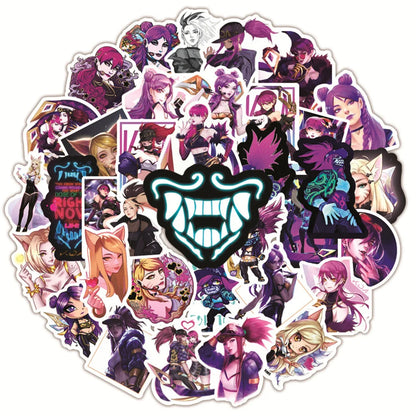 50PCS LOL Game KDA Graffiti Waterproof Sticker Suitcase Notebook Skateboard Refrigerator Stationery Box Water Cup