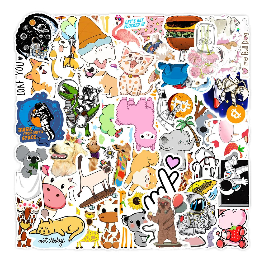 50PCS Mini Cute Stickers Mobile Phone Water Cup Stationery Notebook Hand Account Waterproof Stickers