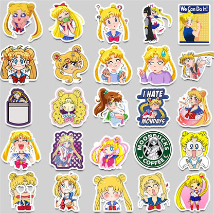 50PCS Super Cute Sailor Moon Stickers Sailor Moon Graffiti Decoration Personalized Suitcase Guitar Waterproof
