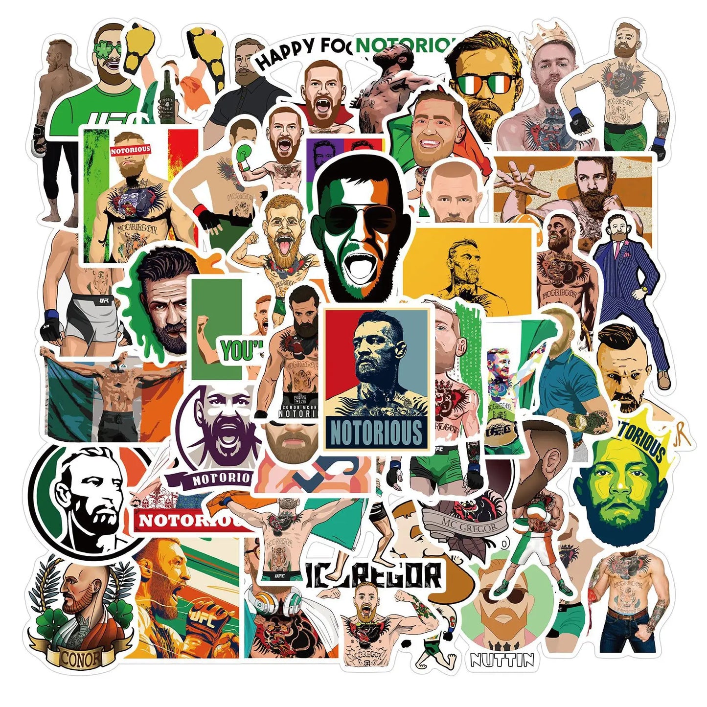 50PCS Fighter Conor McGregor Graffiti Stickers Personalized Fashion Creative Trend DIY Exquisite Decorative Decals for Cups Helmets Skateboards Popular Stickers Toys