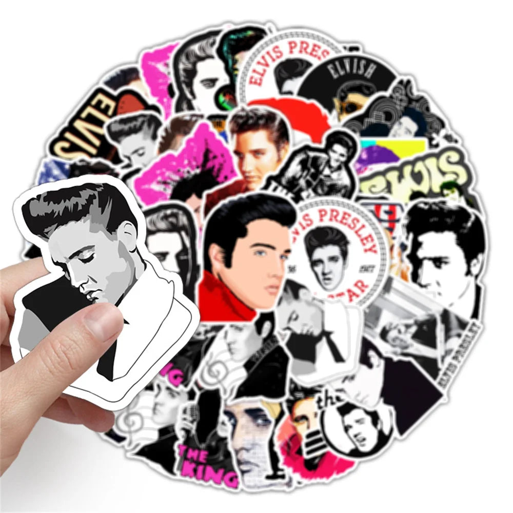 51PCS Singer Elvis Presley Graffiti Waterproof Sticker Suitcase Notebook Skateboard Refrigerator Helmet Water Cup