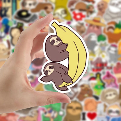 50PCS Cute New Small Animal Sloth Graffiti Stickers Waterproof Notebook Scooter Trolley Case Decorative Stickers