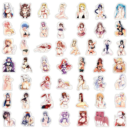 50PCS Anime Two-dimensional Sexy Girl Graffiti Sticker Personality Mobile Phone Water Cup Computer Sticker