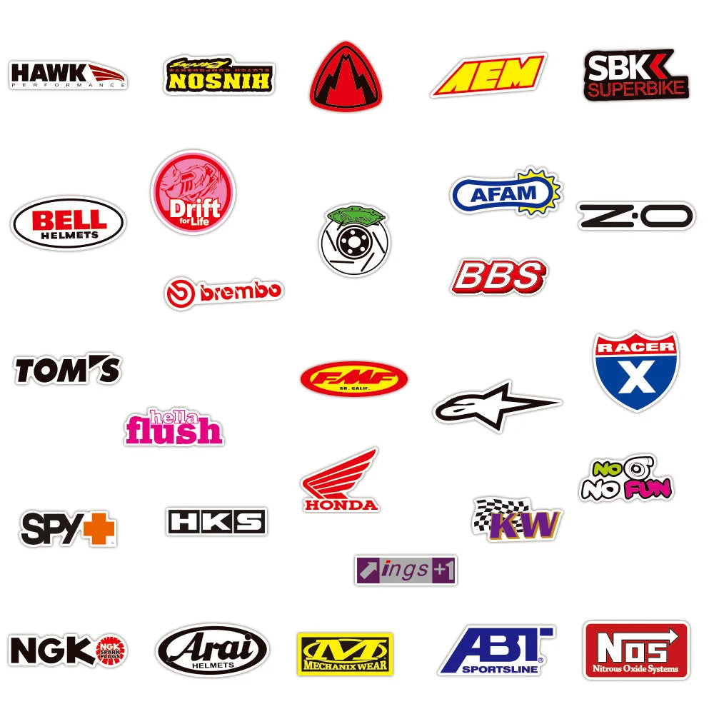 50PCS Racing Motorcycle JDM Graffiti Sticker Waterproof Notebook Water Cup Car Children's Refrigerator Custom