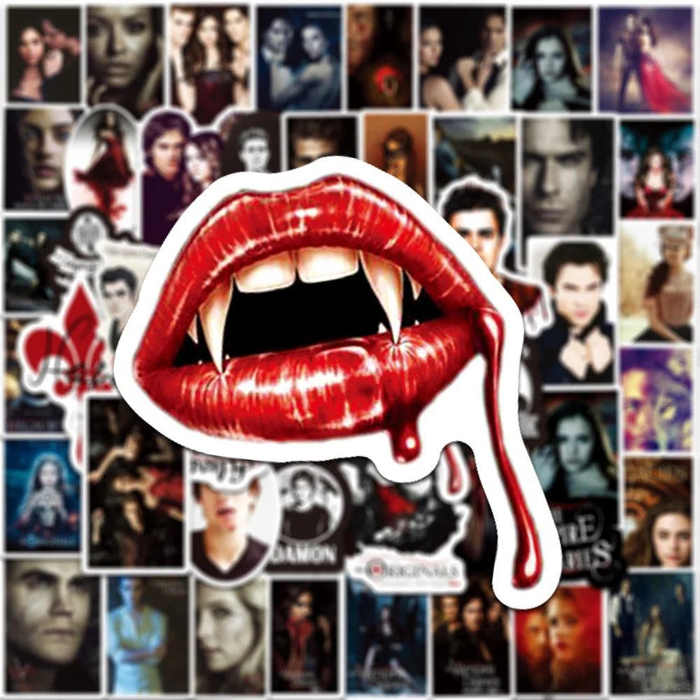 50PCS American TV Series The Vampire Diaries Graffiti Sticker Notebook Water Cup Waterproof Decorative Sticker