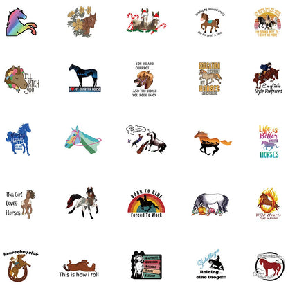 50PCS Horse Racing Sports Stickers New Luggage Laptop Skateboard Insulation Cup Waterproof Stickers