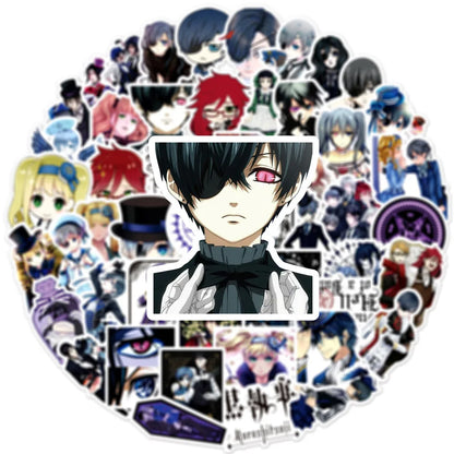 50PCS Cartoon Anime Kuroshitsuji Graffiti Sticker Luggage Laptop Guitar Bike Skateboard Waterproof Sticker