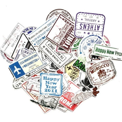50PCS postmarks, retro letter paper, stamps, decorative style graffiti stickers, personalized, fashionable and creative DIY exquisite decorative decals, cups, helmets, skateboards, popular sticker toys
