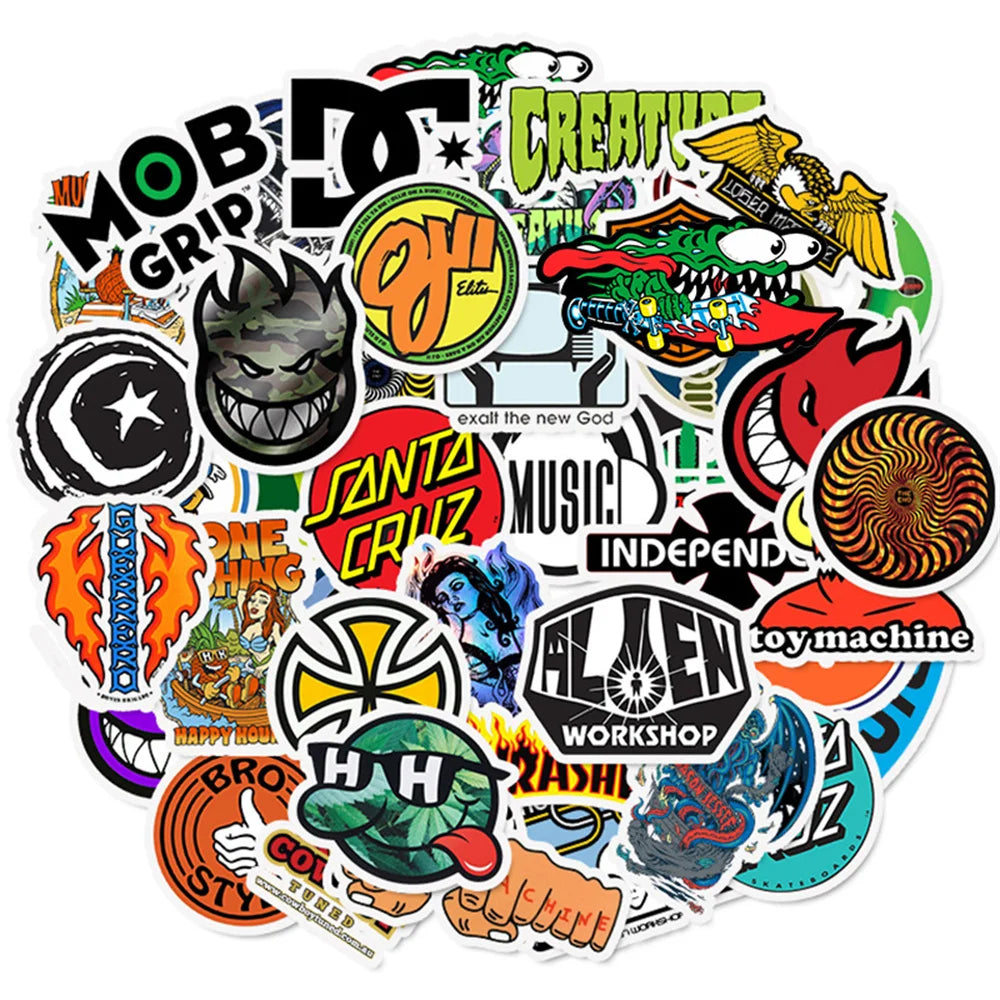 50PCS Fashion Cool Skateboard Graffiti Sticker Laptop Guitar Luggage Skateboard Bike Waterproof Toy Gift Sticker