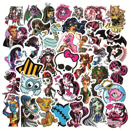 50PCS Monster High School Cartoon Graffiti Waterproof Sticker Suitcase Notebook Refrigerator Skateboard Water Cup
