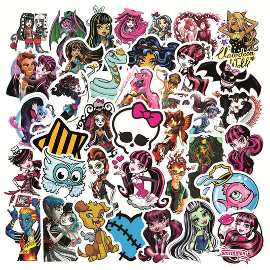 50PCS Monster High School Cartoon Graffiti Waterproof Sticker Suitcase Notebook Refrigerator Skateboard Water Cup