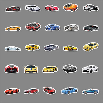 50PCS Cool sports car diary doodle stickers, suitable for luggage, notebooks, handbooks, car decoration, waterproof stickers and toys