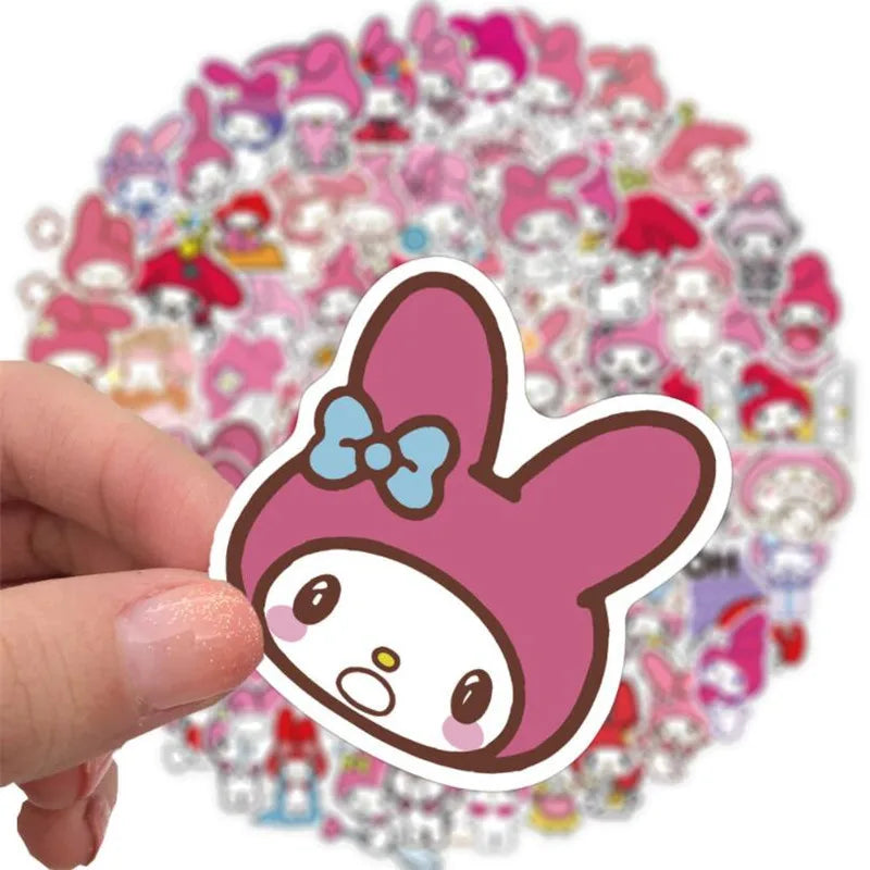 50PCS cartoon cute pink rabbit decorative style graffiti stickers, personalized, fashionable and creative DIY exquisite decorative decal cups, helmets, skateboard popular sticker toys